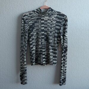 Daily Practice by Anthropologie Black & White Geometric Print Top Size Medium